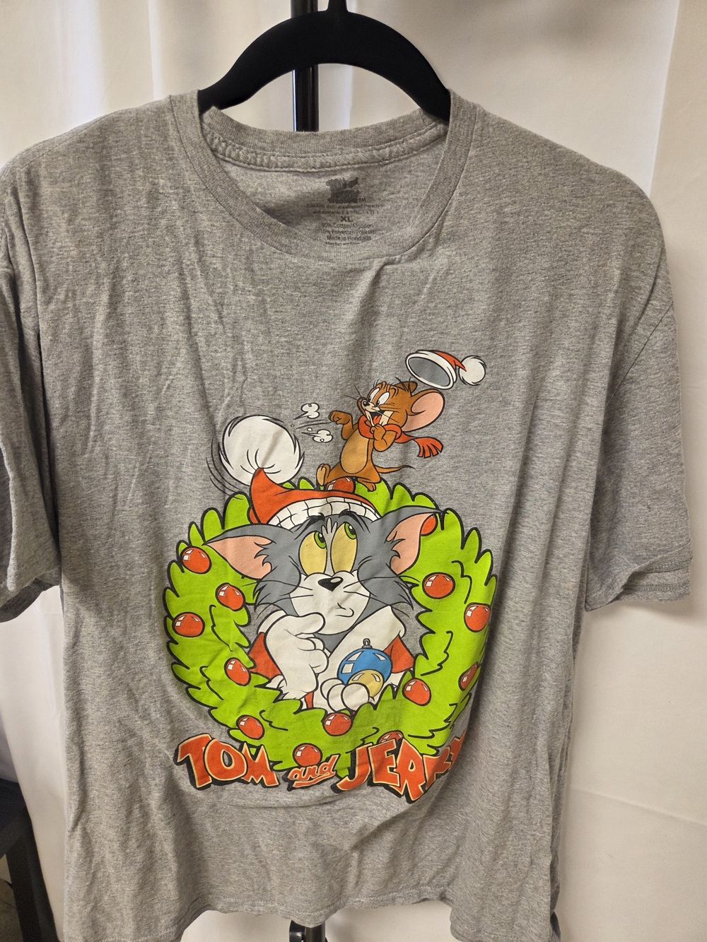 Tom and Jerry Holiday Graphic Tee - Grey, Green, Red, Orange